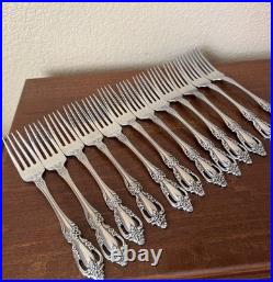 Set of 12 Oneida Distinction Deluxe HH Raphael Stainless Dinner Forks 7.25
