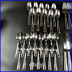 Set of 44 Oneida FLOURISH 18/10 Stainless Rope Forks Knives Spoon Serving Rare