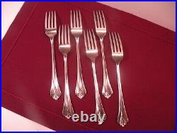 Set of 6 Oneida Stainless Steel ROYAL FLUTE Dinner Forks 7 3/4