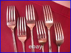 Set of 6 Oneida Stainless Steel ROYAL FLUTE Dinner Forks 7 3/4