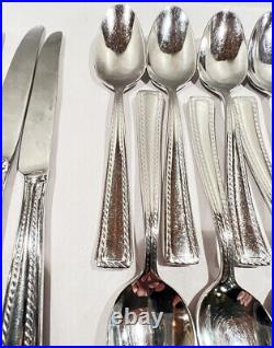 Set of 61 Oneida FLOURISH 18/10 Stainless Rope Forks Knives Spoon Serving Rare