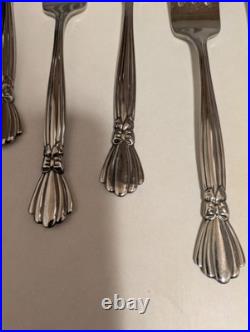 Set of 8 Oneida Deluxe ALEXIS Stainless 6 3/4 Salad Forks Flatware Ribbon
