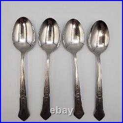 VTG 41 Piece ASHMORE Oneida Stainless Burnished Floral Handle Flatware Lot