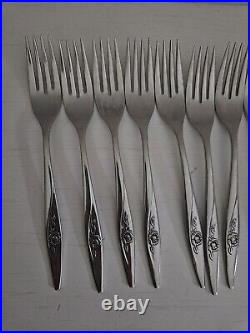 VTG ONEIDA Oneidacraft Deluxe Stainless Flatware Lasting Rose 79 Pieces WithTray