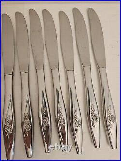 VTG ONEIDA Oneidacraft Deluxe Stainless Flatware Lasting Rose 79 Pieces WithTray