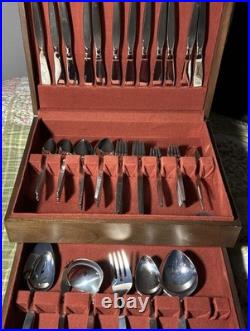 VTG Oneida Community Satinique Stainless Flatware 70's See Pics 72 Pieces