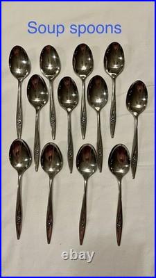 VTG Oneida Craft Deluxe Lasting Rose Stainless Flatware Service for 12 72+ pcs