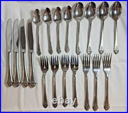 VTG Oneida Silverware SENTIMENTAL ROSE Stainless Rogers Premier 19 Piece Set