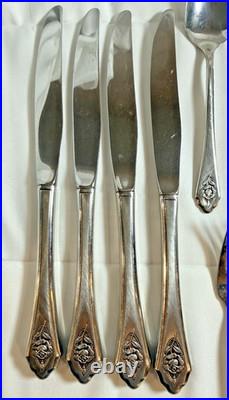 VTG Oneida Silverware SENTIMENTAL ROSE Stainless Rogers Premier 19 Piece Set