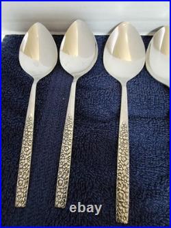 VTG SSS Oneida Montage Stainless Flatware Floral Black Embossed 79 Piece Set