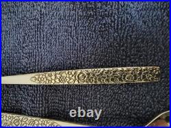 VTG SSS Oneida Montage Stainless Flatware Floral Black Embossed 79 Piece Set