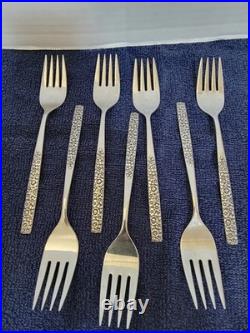 VTG SSS Oneida Montage Stainless Flatware Floral Black Embossed 79 Piece Set