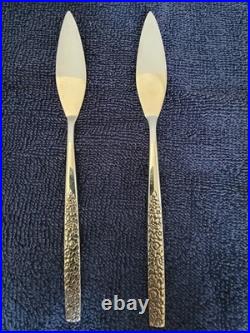 VTG SSS Oneida Montage Stainless Flatware Floral Black Embossed 79 Piece Set