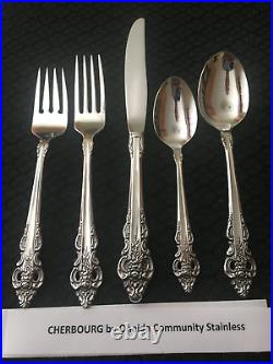 Very Nice 62 Pcs Serves 11 Cherbourg Oneida Community Stainless 7 Hostess No S&H