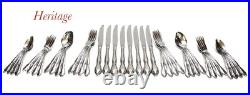 Very nice set lot ONEIDA STAINLESS STEEL FLATWARE HERITAGE pattern 40 pc