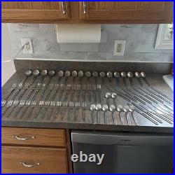 Vintage 1970's Oneida 18/10 Silver Flatware Rare Open Handle 71 Total Pieces Vintage 1970's Oneida 18/10 Silver Flatware Rare Open Handle 71 Total Pieces