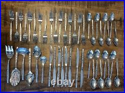 Vintage 46 Piece Oneida Rogers Spanada Premier Stainless Steel Flatware Set