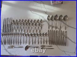 Vintage 62 piece set of Oneida Community Stainless My Rose Pattern design
