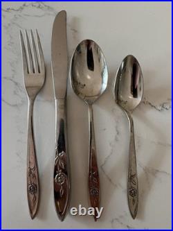 Vintage 62 piece set of Oneida Community Stainless My Rose Pattern design