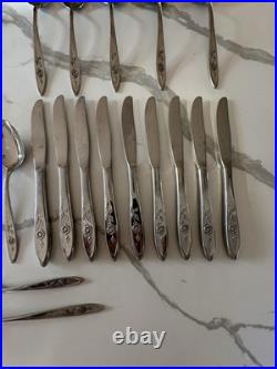 Vintage 62 piece set of Oneida Community Stainless My Rose Pattern design