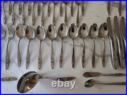 Vintage 62 piece set of Oneida Community Stainless My Rose Pattern design