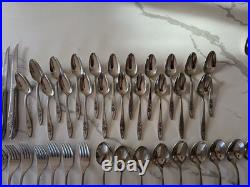 Vintage 62 piece set of Oneida Community Stainless My Rose Pattern design