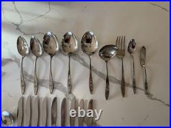 Vintage 62 piece set of Oneida Community Stainless My Rose Pattern design