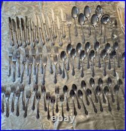 Vintage 74pc Oneida TRUE ROSE Stainless Flatware Service for 13 + Utensils Vintage 74pc Oneida TRUE ROSE Stainless Flatware Service for 13 + Utensils