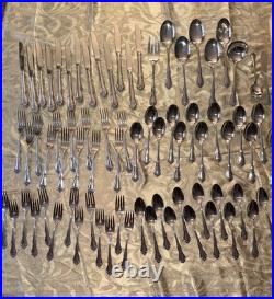 Vintage 74pc Oneida TRUE ROSE Stainless Flatware Service for 13 + Utensils Vintage 74pc Oneida TRUE ROSE Stainless Flatware Service for 13 + Utensils