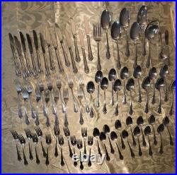 Vintage 74pc Oneida TRUE ROSE Stainless Flatware Service for 13 + Utensils