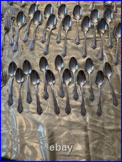 Vintage 74pc Oneida TRUE ROSE Stainless Flatware Service for 13 + Utensils