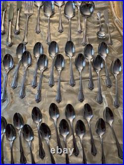 Vintage 74pc Oneida TRUE ROSE Stainless Flatware Service for 13 + Utensils