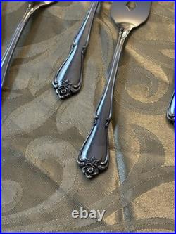 Vintage 74pc Oneida TRUE ROSE Stainless Flatware Service for 13 + Utensils