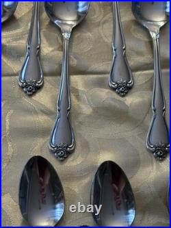 Vintage 74pc Oneida TRUE ROSE Stainless Flatware Service for 13 + Utensils
