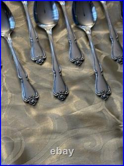 Vintage 74pc Oneida TRUE ROSE Stainless Flatware Service for 13 + Utensils