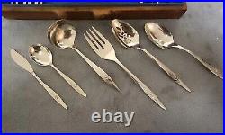 Vintage Lot Oneida Oneidacraft Deluxe Stainless Lasting Rose 63 Pieces