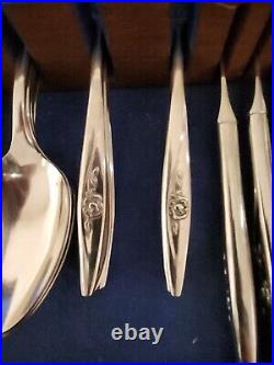 Vintage Lot Oneida Oneidacraft Deluxe Stainless Lasting Rose 63 Pieces