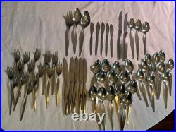 Vintage MCM ONEIDA COMMUNITY SATINIQUE (older) stainless flatware set 56 pieces