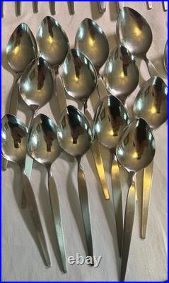 Vintage MCM ONEIDA COMMUNITY SATINIQUE (older) stainless flatware set 56 pieces
