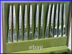 Vintage ONEIDA Community VENETIA Stainless Flatware SERVICE FOR 12 & Wood Case