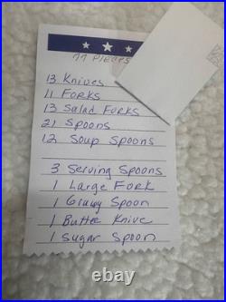 Vintage ONEIDA Community VENETIA Stainless Flatware SERVICE FOR 12 & Wood Case