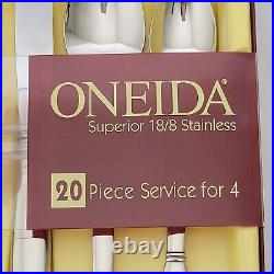 Vintage Oneida 18/8 Stainless Steel 20 Piece Service for 4 Ginny Flatware