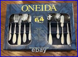 Vintage Oneida 64 Pc Satin Camber Flatware Set Service for 12 Made in USA 18/8