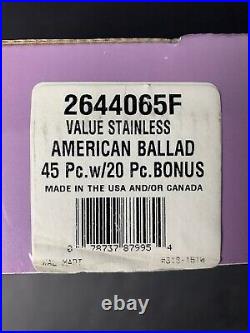 Vintage Oneida American Ballad Pattern 65 Piece Stainless Set NWT Factory Sealed