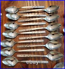 Vintage Oneida Capistrano Oneidacraft Deluxe Stainless Rose Flatware 78 Piece