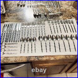 Vintage Oneida Community Madrid Stainless 45 Pcs- 9 Place Settings Black Accent