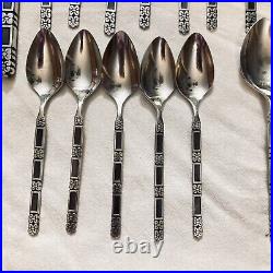 Vintage Oneida Community Madrid Stainless 45 Pcs- 9 Place Settings Black Accent