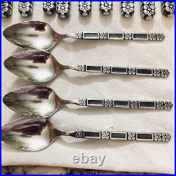 Vintage Oneida Community Madrid Stainless 45 Pcs- 9 Place Settings Black Accent