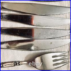 Vintage Oneida Community Madrid Stainless 45 Pcs- 9 Place Settings Black Accent