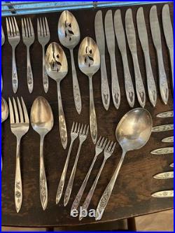 Vintage Oneida Community My Rose Stainless Flatware 51 Pieces
